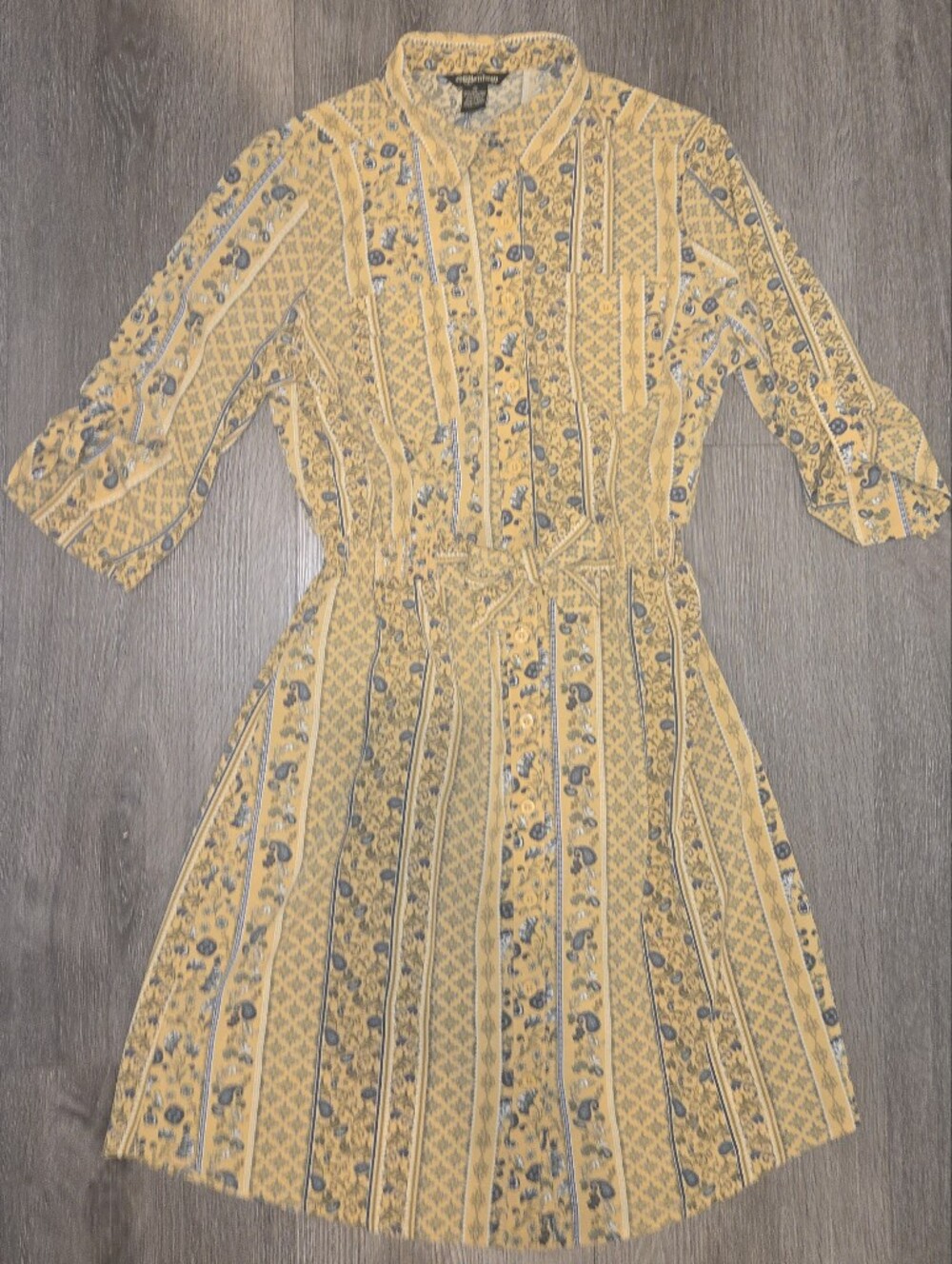 Yellow Floral Button-Front Women’s Dress